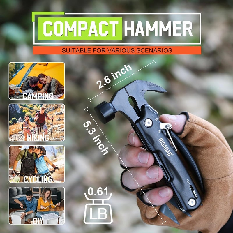 risadas Gifts for Men - Birthday Gifts for Man, Dad, Husband, Mens Gift Ideas - Stocking Stuffers for Men, Mens Stocking Stuffers - Christmas Fathers Day Groomsmen Gift - Multitool Hammer for Camping, Hiking - Image 3